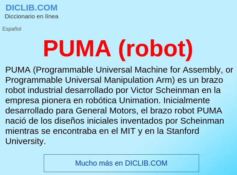 ¿Qué es PUMA (robot)? - significado y definición