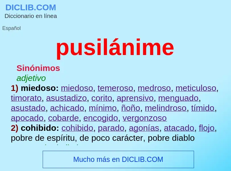 Wat is pusilánime - definition