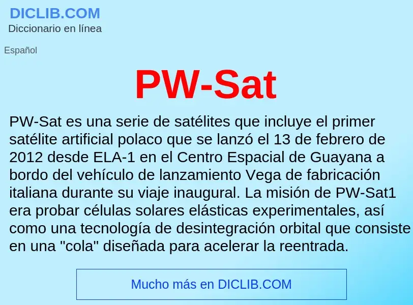 ¿Qué es PW-Sat? - significado y definición