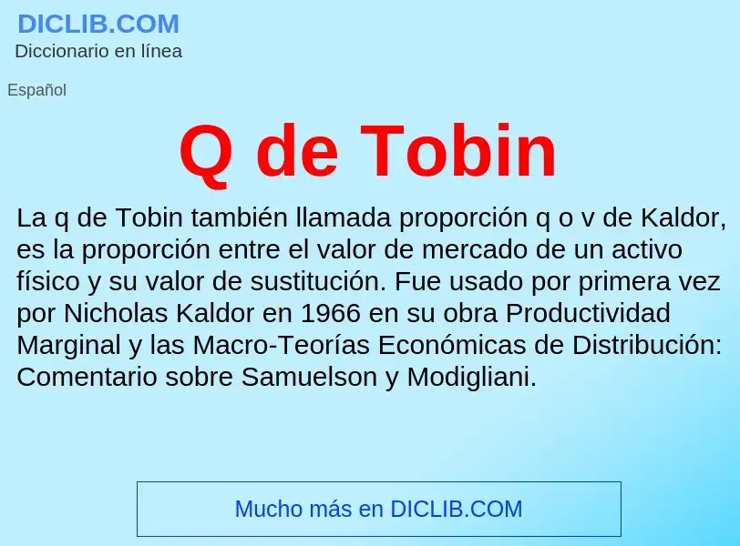 What is Q de Tobin - meaning and definition