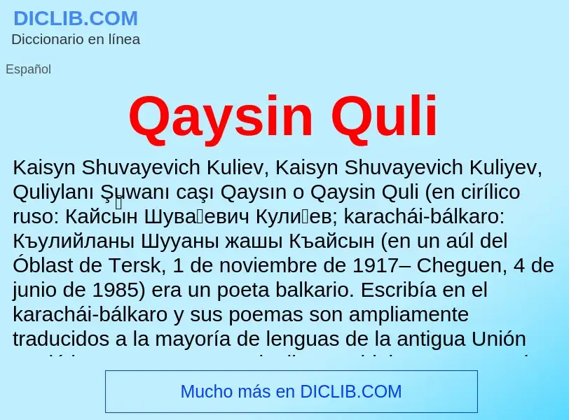 ¿Qué es Qaysin Quli? - significado y definición