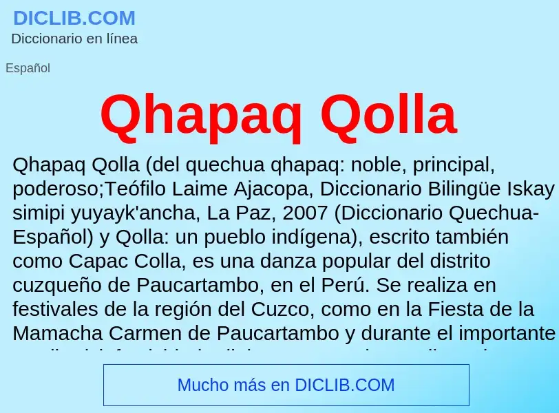 ¿Qué es Qhapaq Qolla? - significado y definición