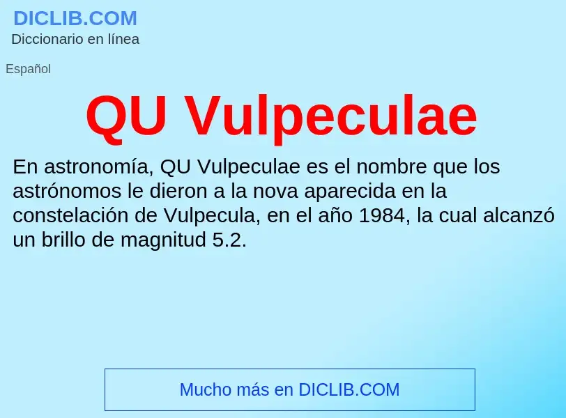 ¿Qué es QU Vulpeculae? - significado y definición