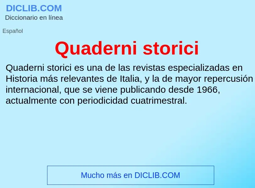 ¿Qué es Quaderni storici? - significado y definición