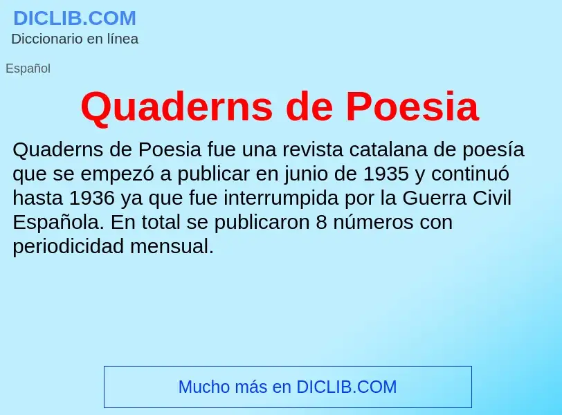 ¿Qué es Quaderns de Poesia? - significado y definición