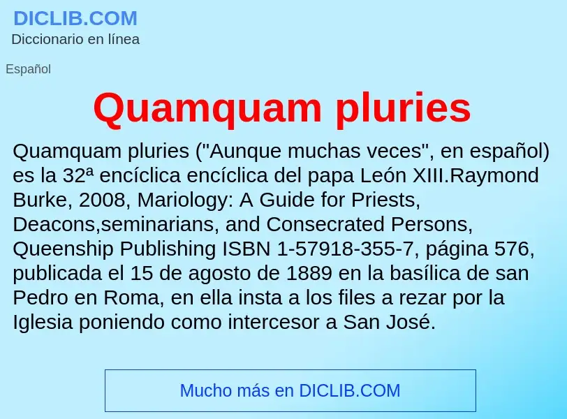 ¿Qué es Quamquam pluries? - significado y definición