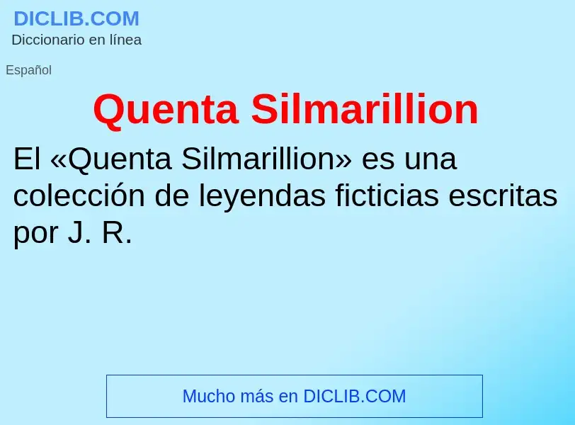 Was ist Quenta Silmarillion - Definition