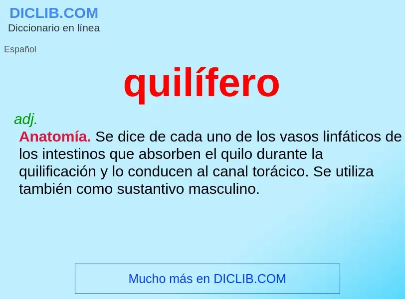 ¿Qué es quilífero? - significado y definición