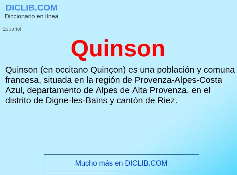 ¿Qué es Quinson? - significado y definición