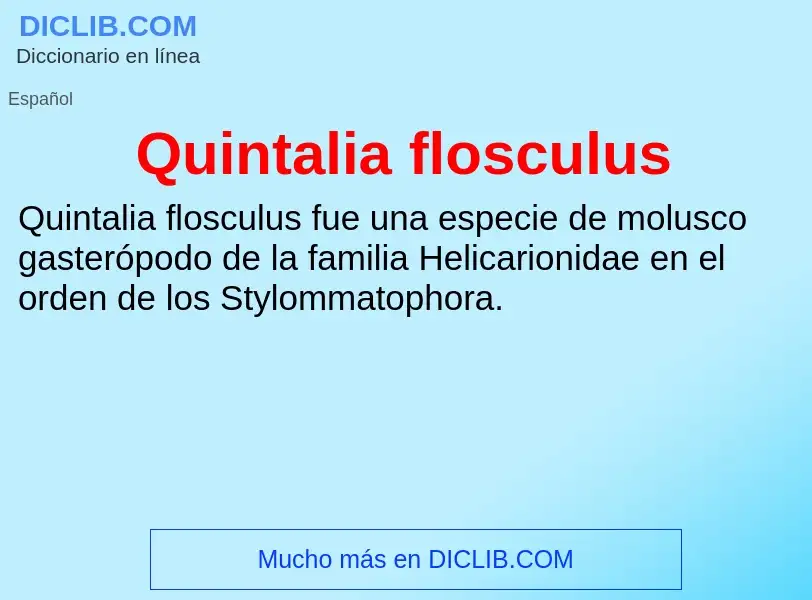 ¿Qué es Quintalia flosculus? - significado y definición