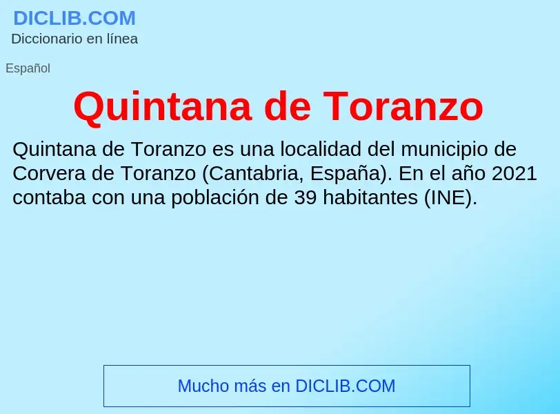 ¿Qué es Quintana de Toranzo? - significado y definición