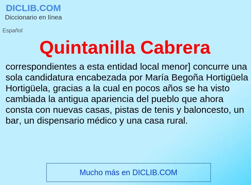 ¿Qué es Quintanilla Cabrera? - significado y definición