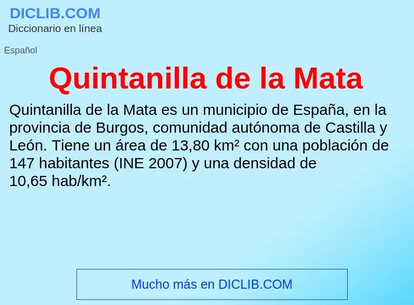 ¿Qué es Quintanilla de la Mata? - significado y definición