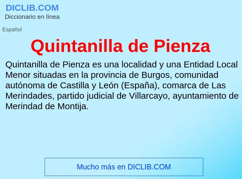 ¿Qué es Quintanilla de Pienza? - significado y definición