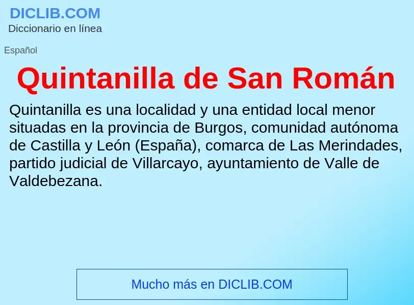 ¿Qué es Quintanilla de San Román? - significado y definición