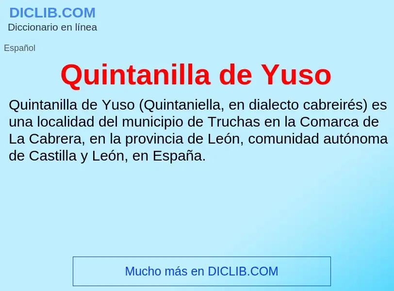 ¿Qué es Quintanilla de Yuso? - significado y definición