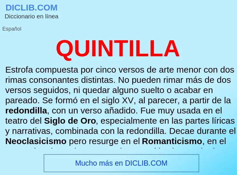 ¿Qué es QUINTILLA? - significado y definición