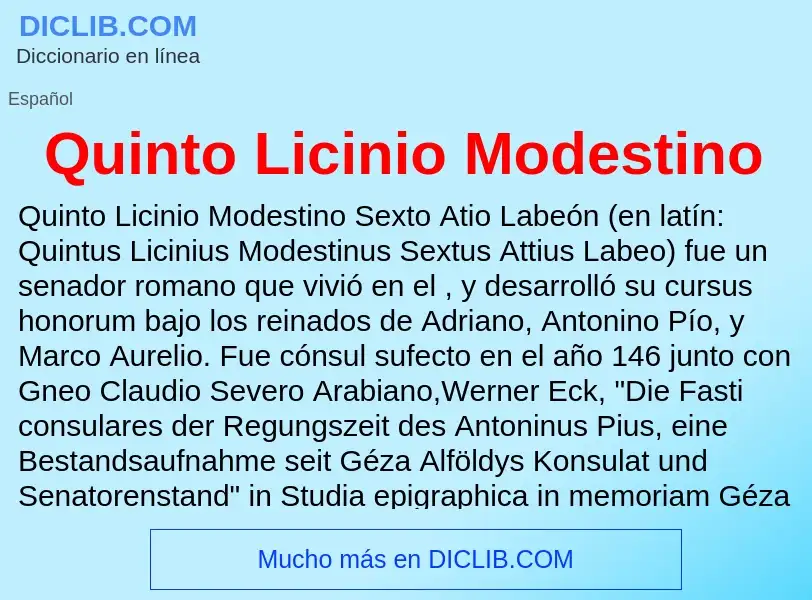 ¿Qué es Quinto Licinio Modestino? - significado y definición