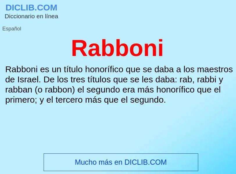 ¿Qué es Rabboni? - significado y definición