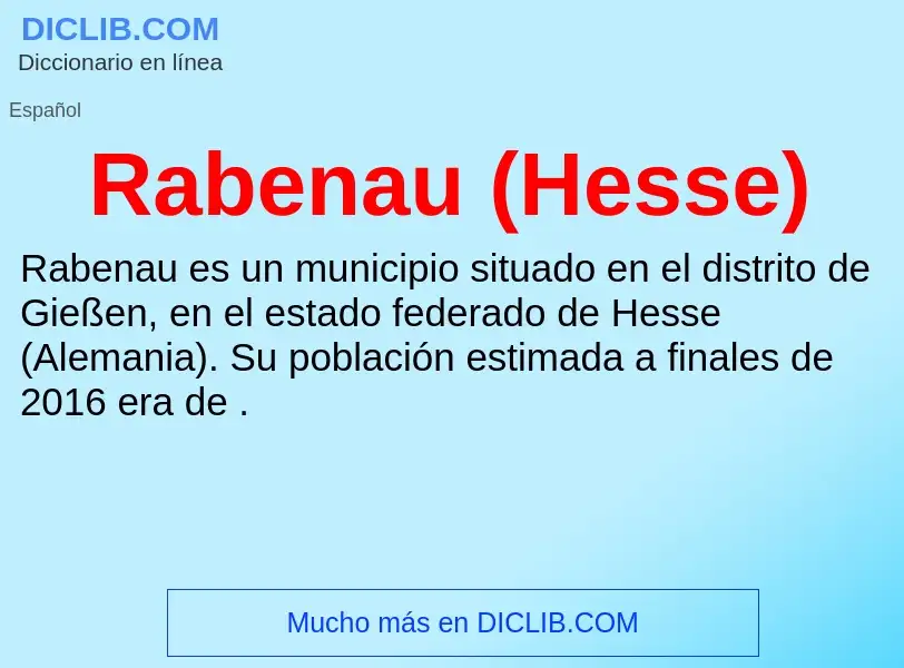 ¿Qué es Rabenau (Hesse)? - significado y definición