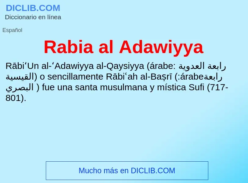 ¿Qué es Rabia al Adawiyya? - significado y definición