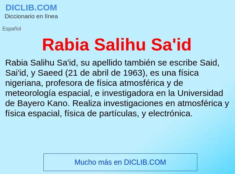 ¿Qué es Rabia Salihu Sa'id? - significado y definición