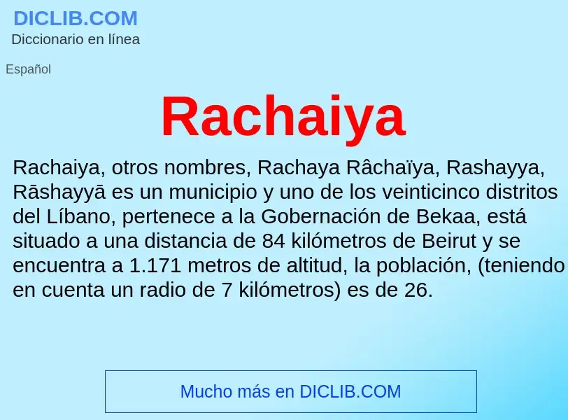 ¿Qué es Rachaiya? - significado y definición