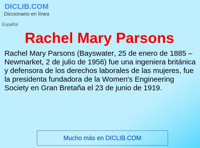 ¿Qué es Rachel Mary Parsons? - significado y definición