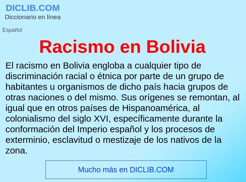 ¿Qué es Racismo en Bolivia? - significado y definición