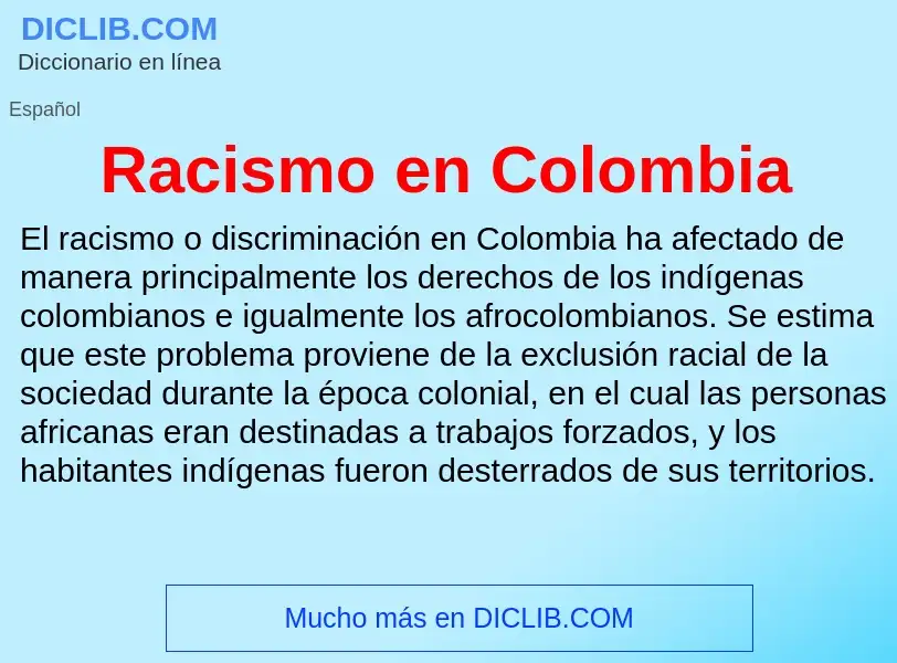 ¿Qué es Racismo en Colombia? - significado y definición