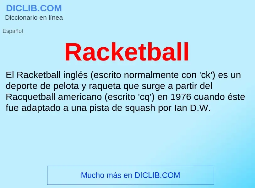 ¿Qué es Racketball? - significado y definición