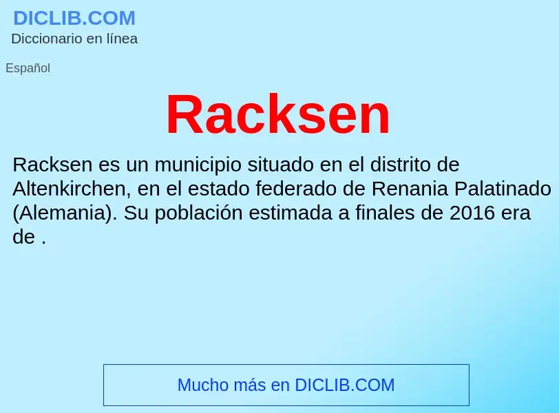 ¿Qué es Racksen? - significado y definición