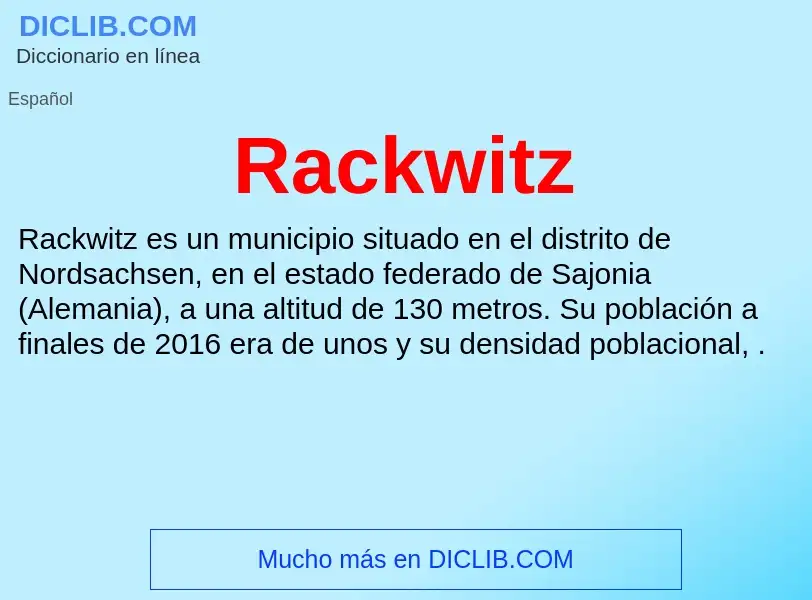 ¿Qué es Rackwitz? - significado y definición