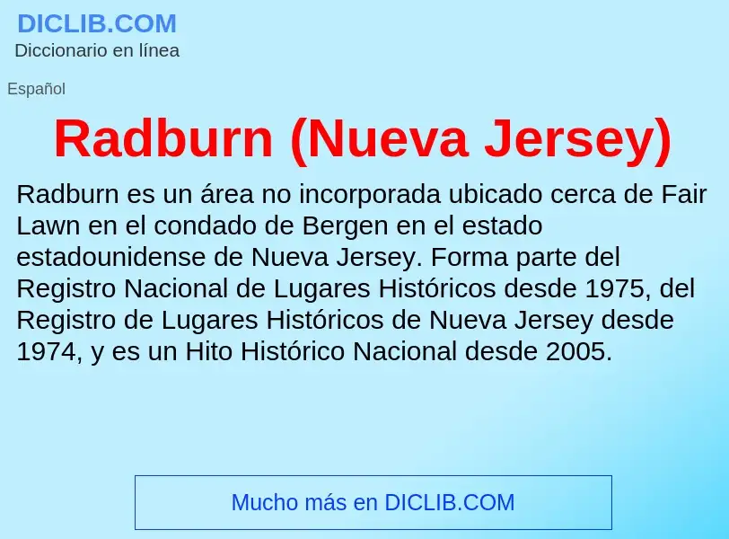 ¿Qué es Radburn (Nueva Jersey)? - significado y definición