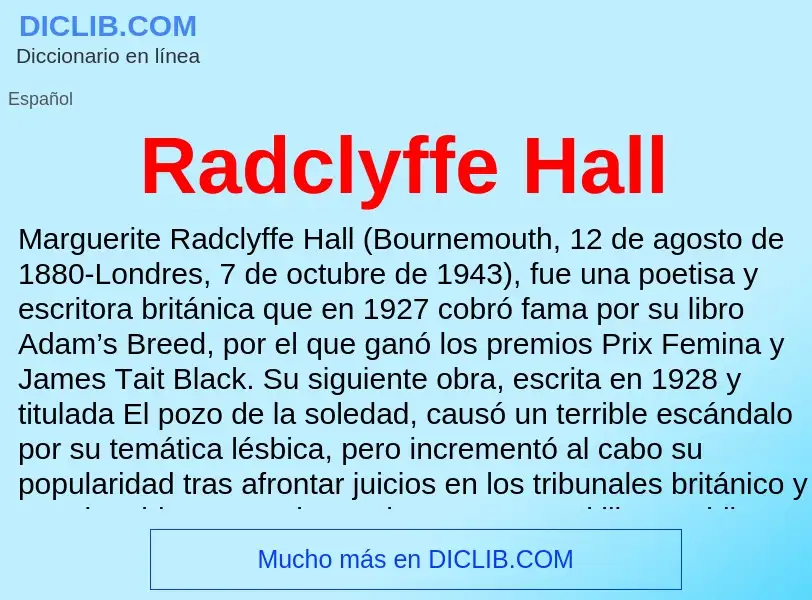 ¿Qué es Radclyffe Hall? - significado y definición