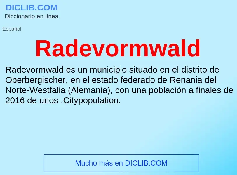 ¿Qué es Radevormwald? - significado y definición