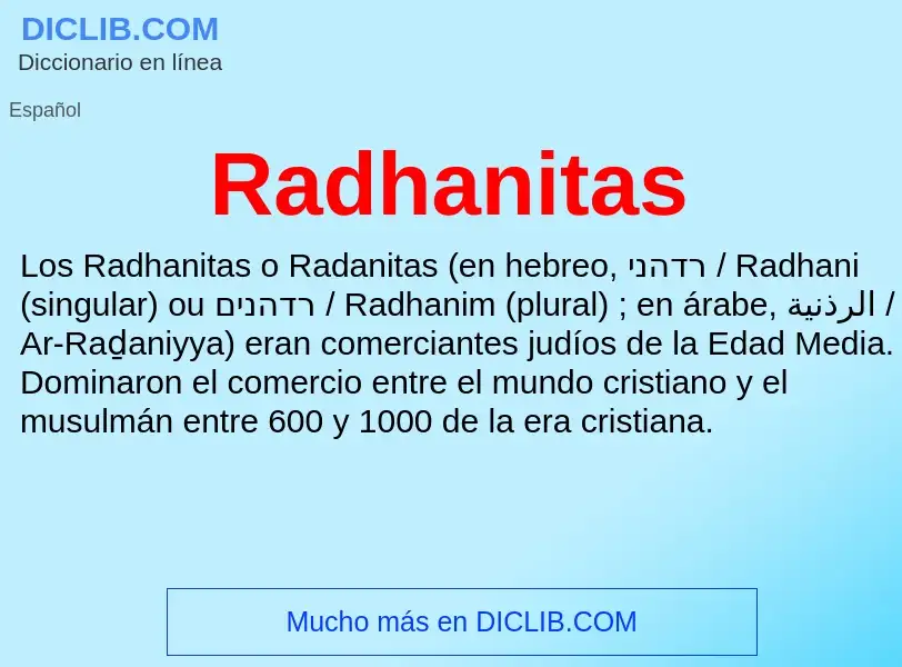 ¿Qué es Radhanitas? - significado y definición