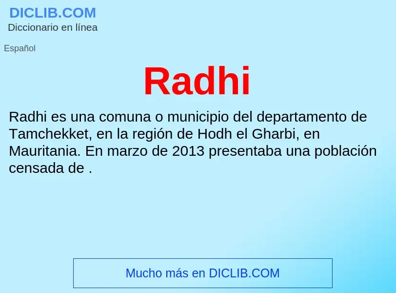 ¿Qué es Radhi? - significado y definición