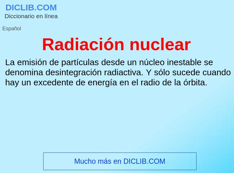 ¿Qué es Radiación nuclear? - significado y definición