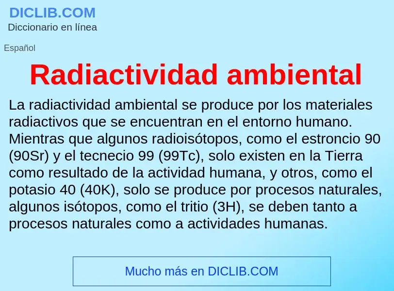 ¿Qué es Radiactividad ambiental? - significado y definición