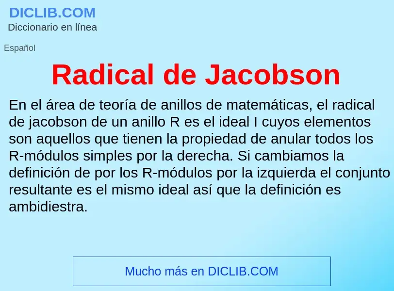 ¿Qué es Radical de Jacobson? - significado y definición