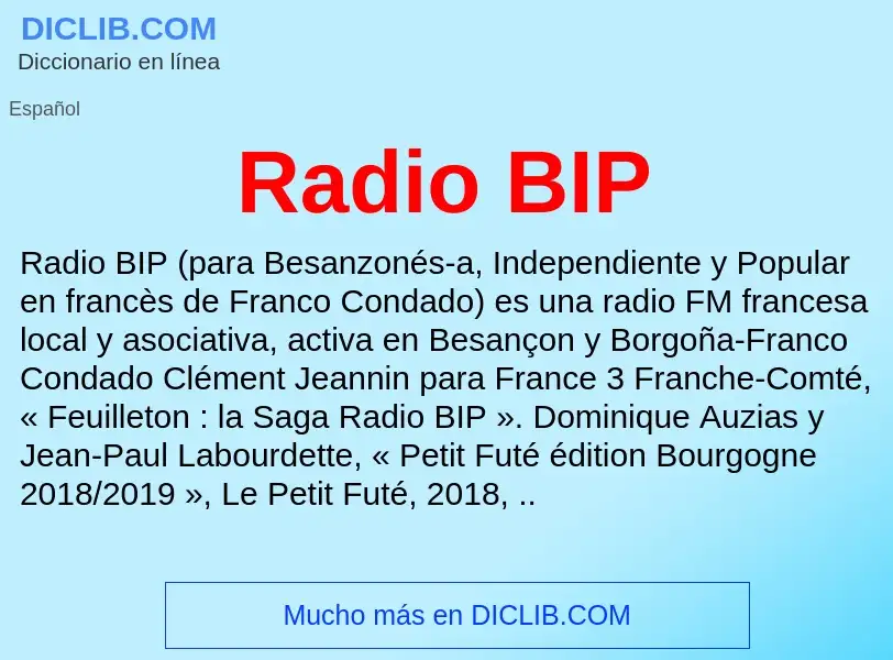 ¿Qué es Radio BIP? - significado y definición