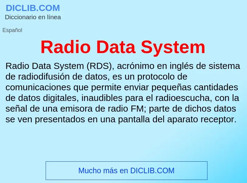 ¿Qué es Radio Data System? - significado y definición