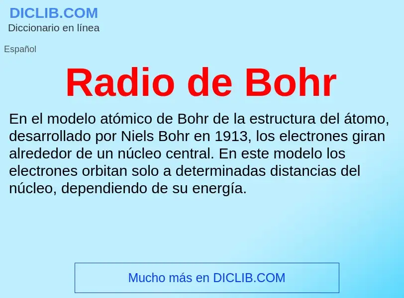 ¿Qué es Radio de Bohr? - significado y definición