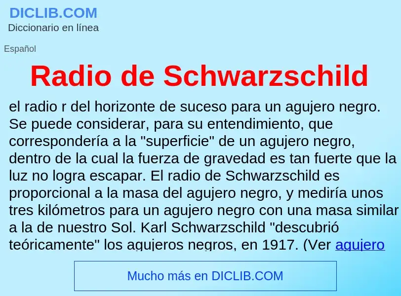 ¿Qué es Radio de Schwarzschild? - significado y definición