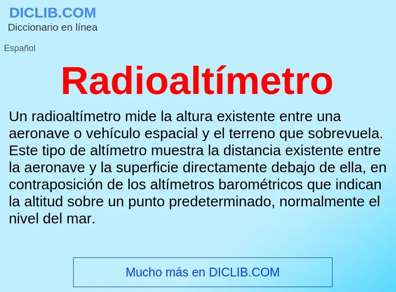 ¿Qué es Radioaltímetro? - significado y definición