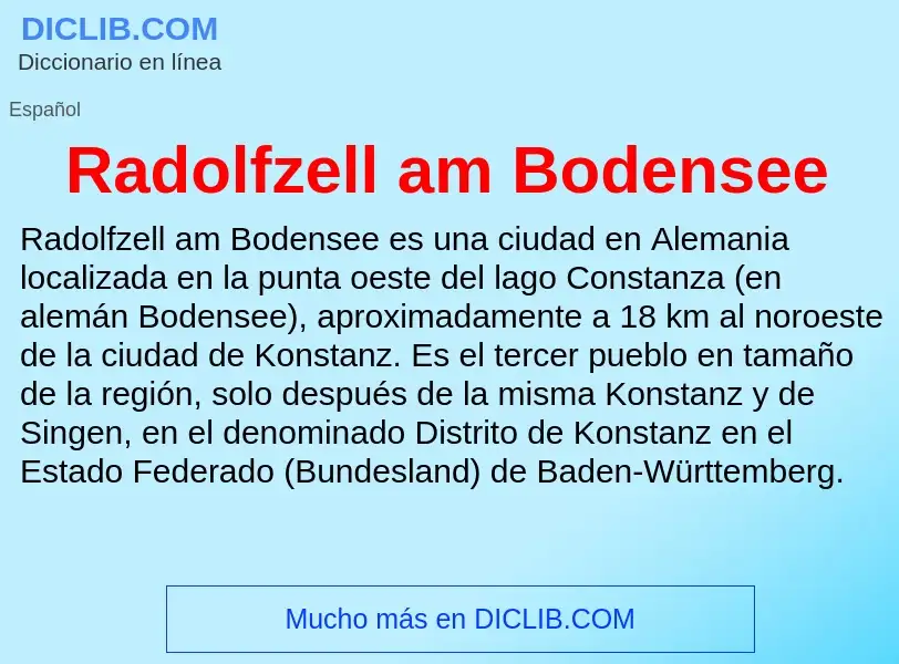 ¿Qué es Radolfzell am Bodensee? - significado y definición