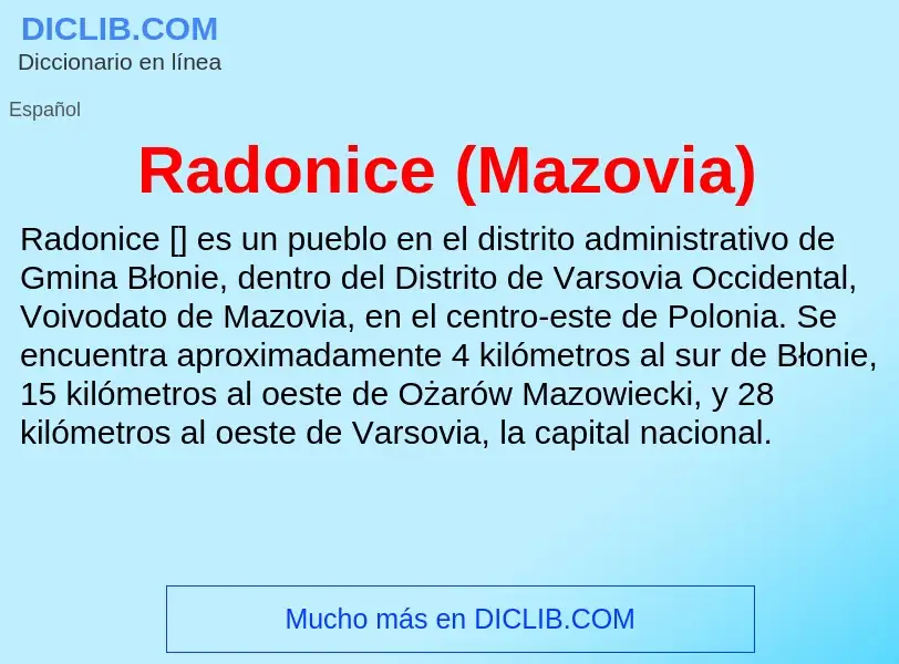 ¿Qué es Radonice (Mazovia)? - significado y definición