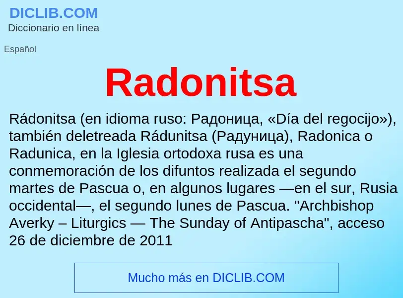 ¿Qué es Radonitsa? - significado y definición