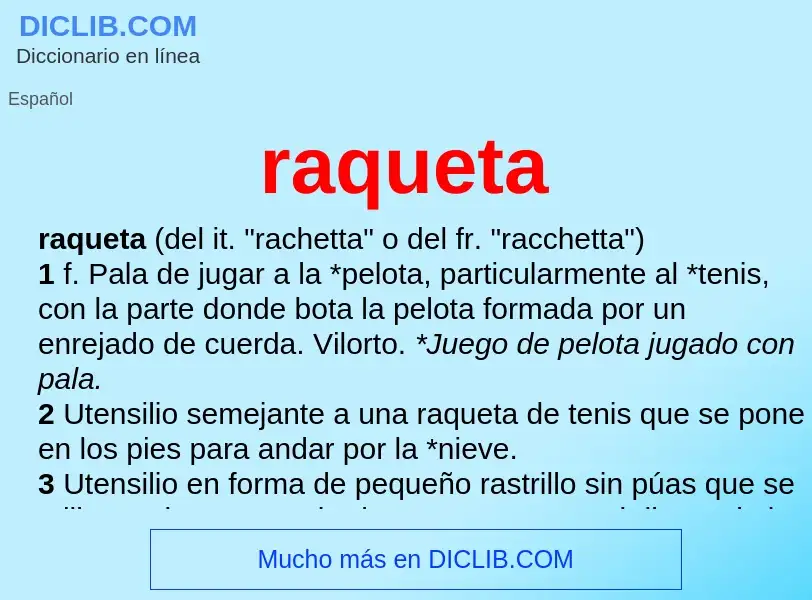 What is raqueta - definition